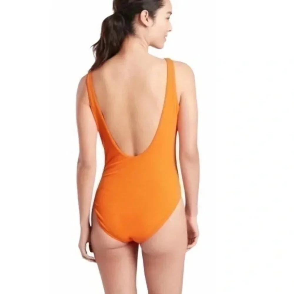 Athleta Cloudbreak‎ Orange Ribbed One-Piece Swimsuit